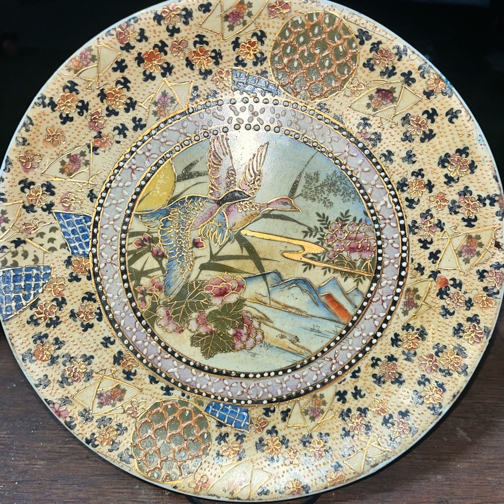 Decorative Ceramic Plate with Bird Design